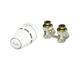 Комплект для радиатора с нижним подключением угловой M30x1.5 Regus RA+RLV-KB 1/2" Danfoss 015G5309