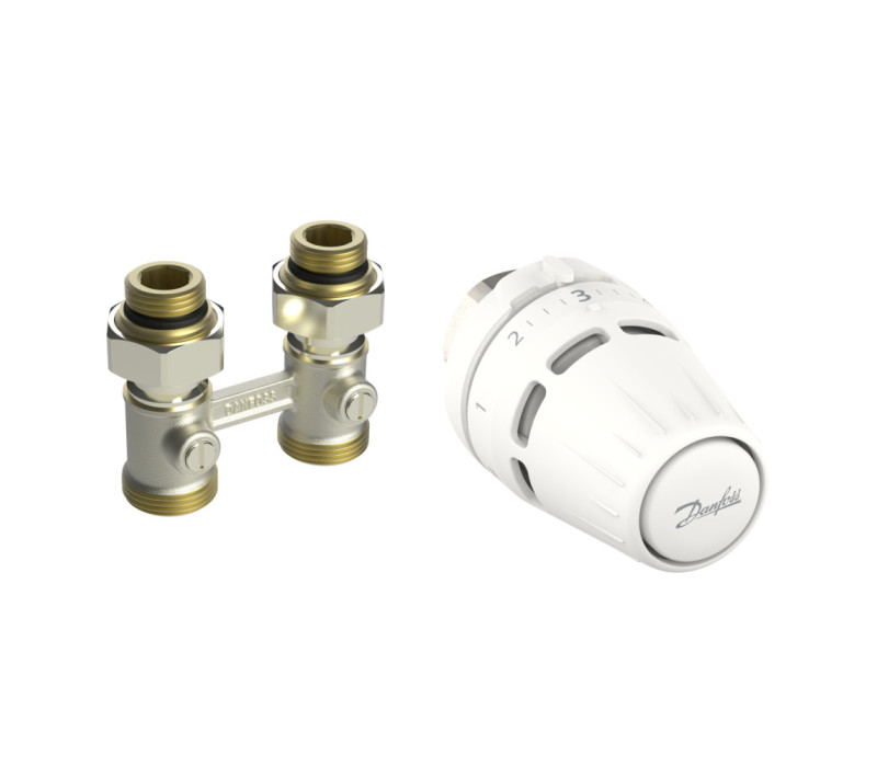 Комплект для радиатора с нижним подключением прямой M30x1.5 RLV-KB 1/2" Danfoss 015G5308 Комплект для радиатора с нижним подключением прямой M30x1.5 RLV-KB 1/2" Danfoss 015G5308
