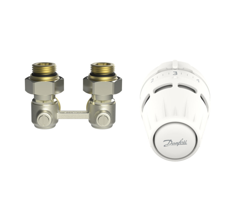 Комплект для радиатора с нижним подключением угловой M30x1.5 RLV-KB 1/2" Danfoss 015G5307