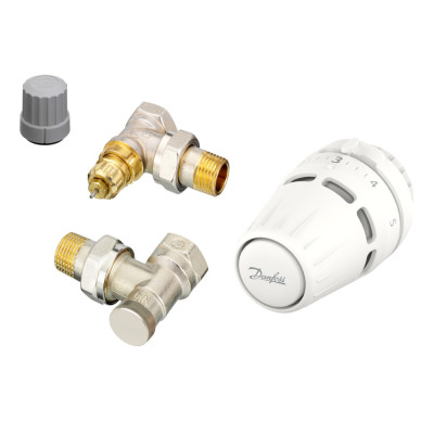 Комплект для радіатора з боковим підключенням кутовий RA+RA-FN+RLV-S 1/2" Danfoss 015G5301