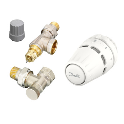 Комплект для радіатора з боковим підключенням кутовий RA-N+RLV-S 1/2" Danfoss 015g5311