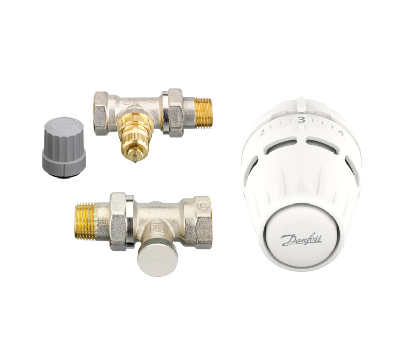 Комплект радиатора с боковым подключением прямой RA+RA-FN+RLV-S 1/2" Danfoss 015G5302 Комплект радиатора с боковым подключением прямой RA+RA-FN+RLV-S 1/2" Danfoss 015G5302