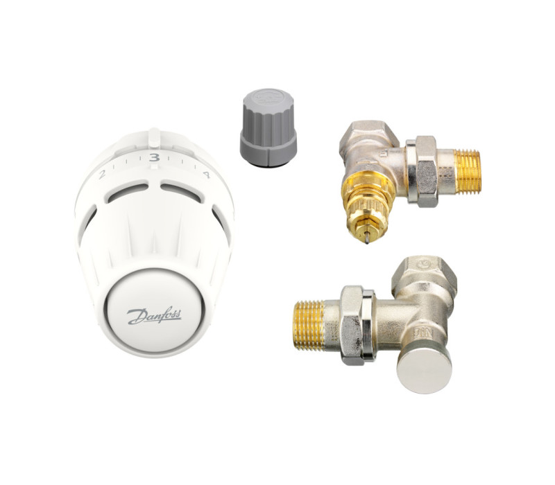 Комплект для радиатора с боковым подключением угловой RA+RA-FN+RLV-S 1/2" Danfoss 015G5301