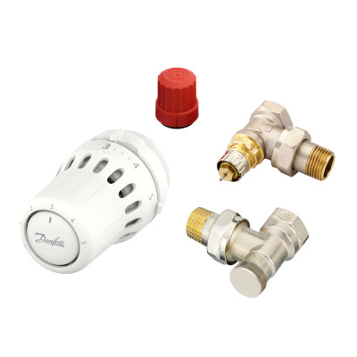 Комплект для радіатора з боковим підключенням кутовий RA+RLV - s 1/2" Danfoss 015G5349