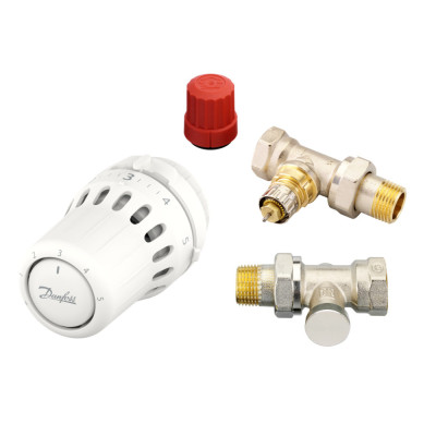 Комплект для радіатора з боковим підключенням прямий RA+RLV - s 1/2" Danfoss 015G5348
