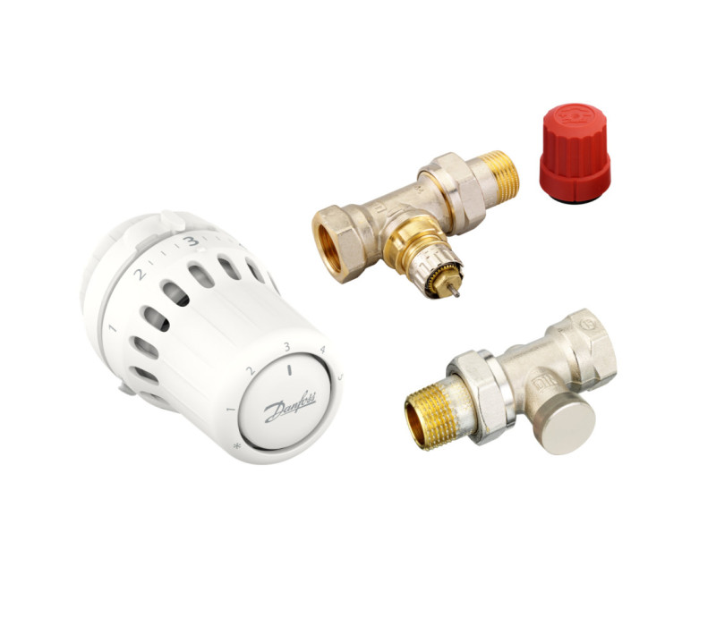 Комплект радиатора с боковым подключением прямой RA+RLV - s 1/2" Danfoss 015G5348 Комплект радиатора с боковым подключением прямой RA+RLV - s 1/2" Danfoss 015G5348