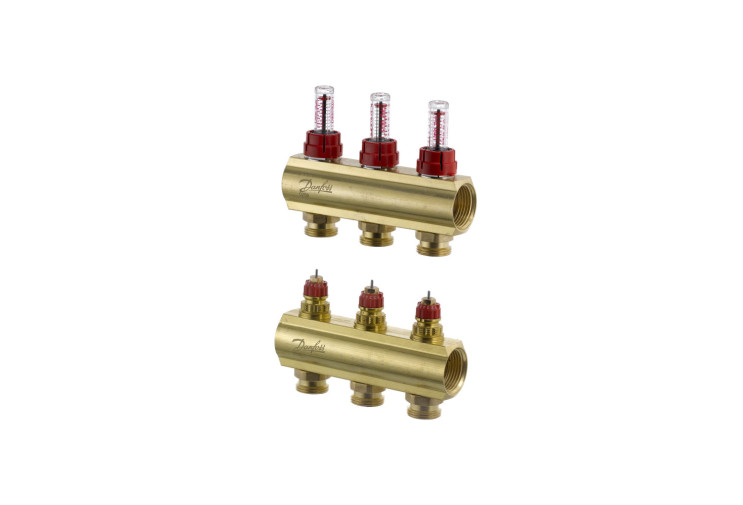 Колектор 1"х3 виходи з витратоміром FHF-3F 3/4" Danfoss 088U0523 088U0523