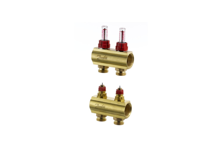 Колектор 1"х2 виходи з витратоміром FHF-2f 3/4" Danfoss 088U0522 088U0522