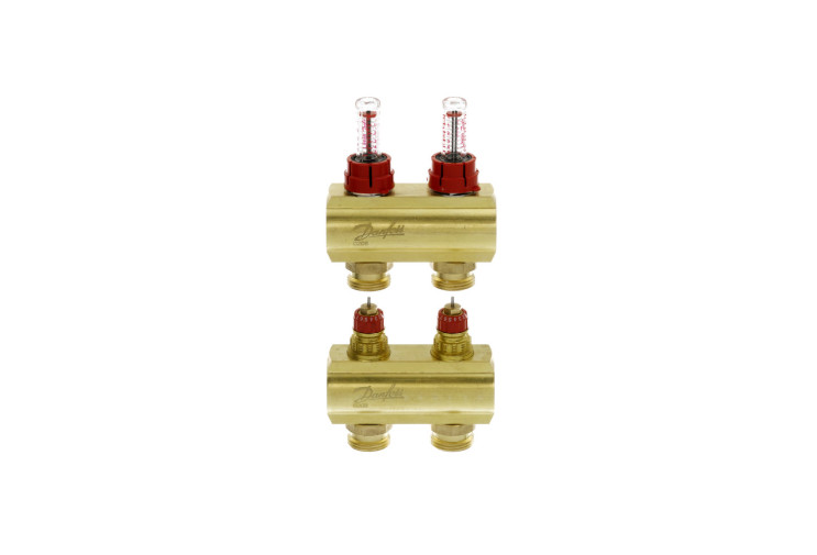 Колектор 1"х2 виходи з витратоміром FHF-2f 3/4" Danfoss 088U0522 088U0522