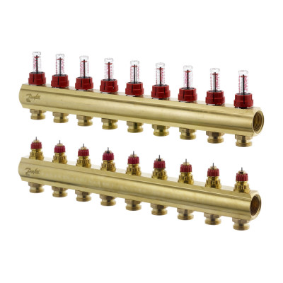 Колектор 1"х9 виходів з витратоміром FHF - 9f 3/4" Danfoss 088U0529