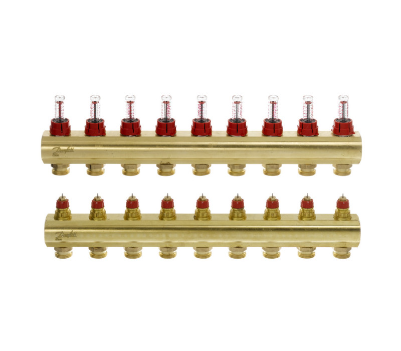 Колектор 1"х9 виходів з витратоміром FHF - 9f 3/4" Danfoss 088U0529