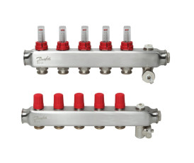 Колектор 1"х5 виходів з витратоміром SSM-5F 3/4" Danfoss 088U0755 Колектор 1"х5 виходів з витратоміром SSM-5F 3/4" Danfoss 088U0755