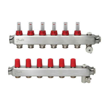 Колектор 1"х6 виходів з витратоміром SSM-6F 3/4" Danfoss 088U0756