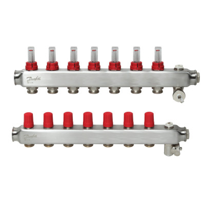 Колектор 1"х7 виходів з витратоміром SSM-7F 3/4" Danfoss 088U0757