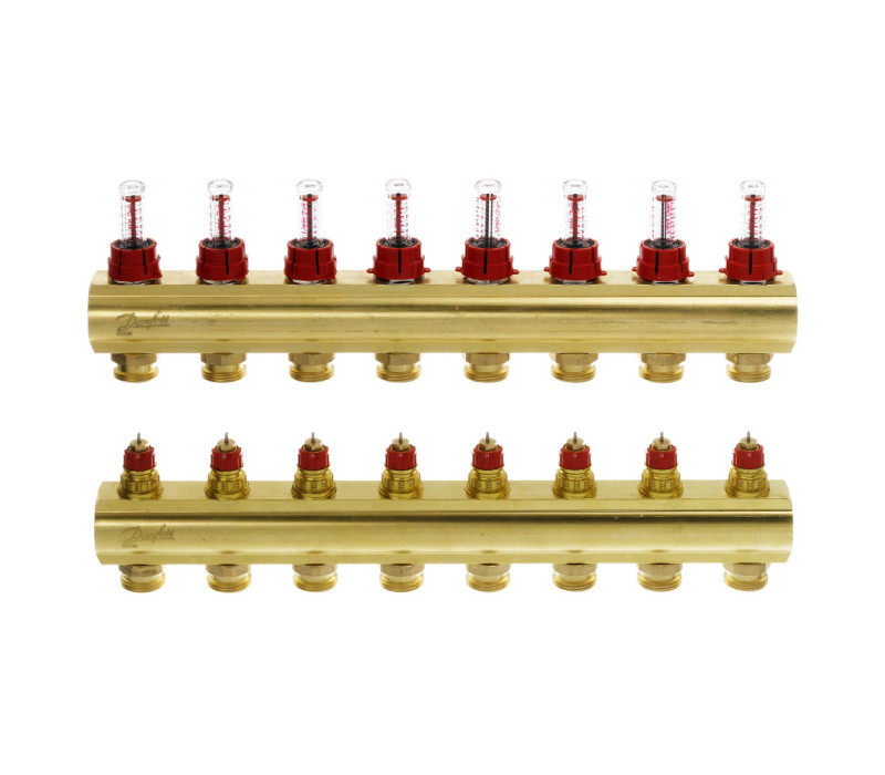 Колектор 1"х8 виходів з витратоміром FHF-8F 3/4" Danfoss 088U0528