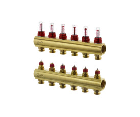 Колектор 1"х6 виходів з витратоміром FHF - 6f 3/4" Danfoss 088U0526