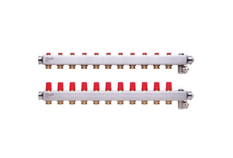 Коллектор 1"х11 выходов без расходомеров SSM-11 с термоклапанами 3/4" Danfoss 088U0811 088U0811