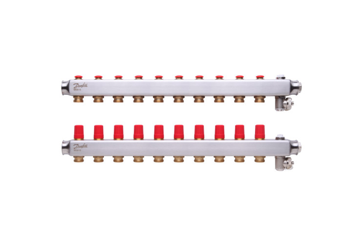 Коллектор 1"х10 выходов без расходомеров SSM-10 с термоклапанами 3/4" Danfoss 088U0810 088U0810