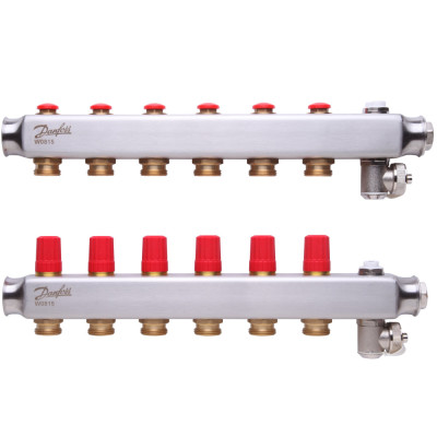 Коллектор 1"х6 выходов без расходомеров SSM-6 с термоклапанами 3/4" Danfoss 088U0806 Коллектор 1"х6 выходов без расходомеров SSM-6 с термоклапанами 3/4" Danfoss 088U0806