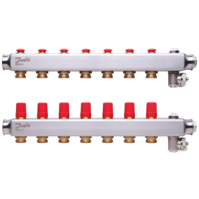 Коллектор 1"х7 выходов без расходомеров SSM-7 с термоклапанами 3/4" Danfoss 088U0807 Коллектор 1"х7 выходов без расходомеров SSM-7 с термоклапанами 3/4" Danfoss 088U0807