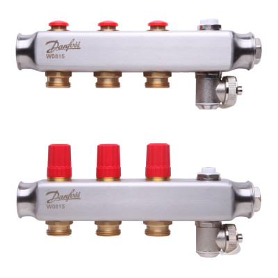 Колектор 1"х3 виходи без витратомірів SSM-3 з термоклапанами 3/4" Danfoss 088U0803