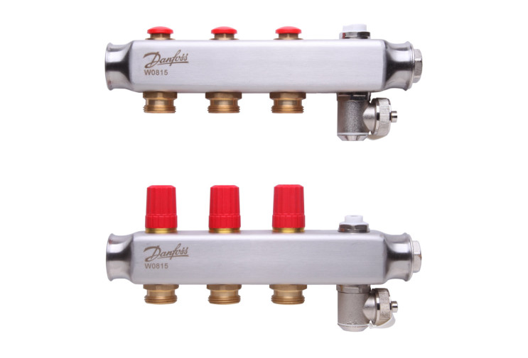 Коллектор 1"х3 выхода без расходомеров SSM-3 с термоклапанами 3/4" Danfoss 088U0803 088U0803