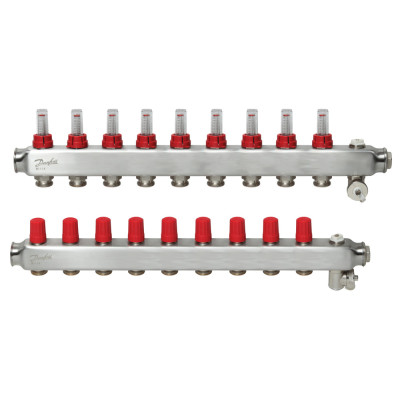 Колектор 1"х9 виходів з витратоміром SSM-9F 3/4" Danfoss 088U0759