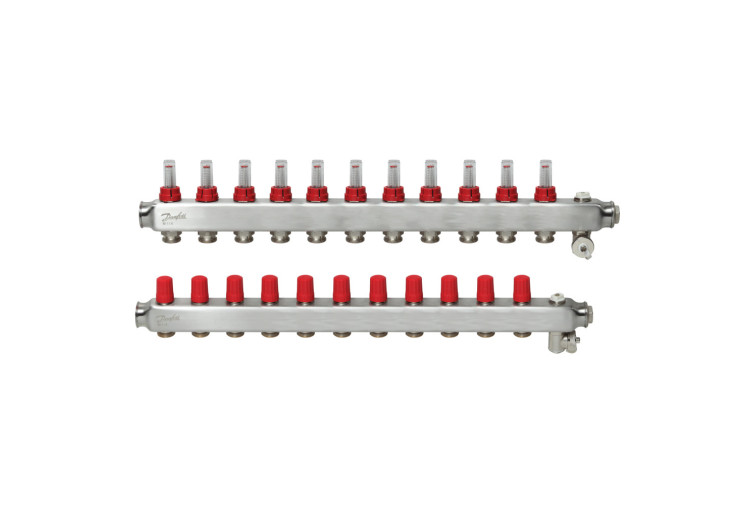 Колектор 1"х11 виходів з витратоміром SSM-11F 3/4" Danfoss 088U0761 088U0761