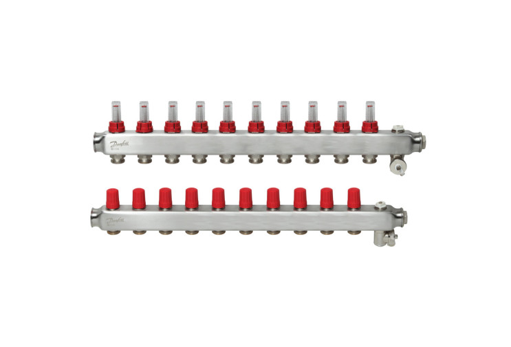 Колектор 1"х10 виходів з витратоміром SSM-10F 3/4" Danfoss 088U0760 088U0760
