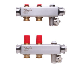 Коллектор 1"х2 выхода без расходомеров SSM-2 с термоклапанами 3/4" Danfoss 088U0802