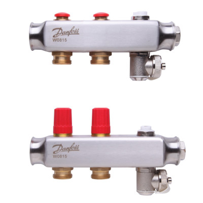 Колектор 1"х2 виходи без витратомірів SSM-2 з термоклапанами 3/4" Danfoss 088U0802
