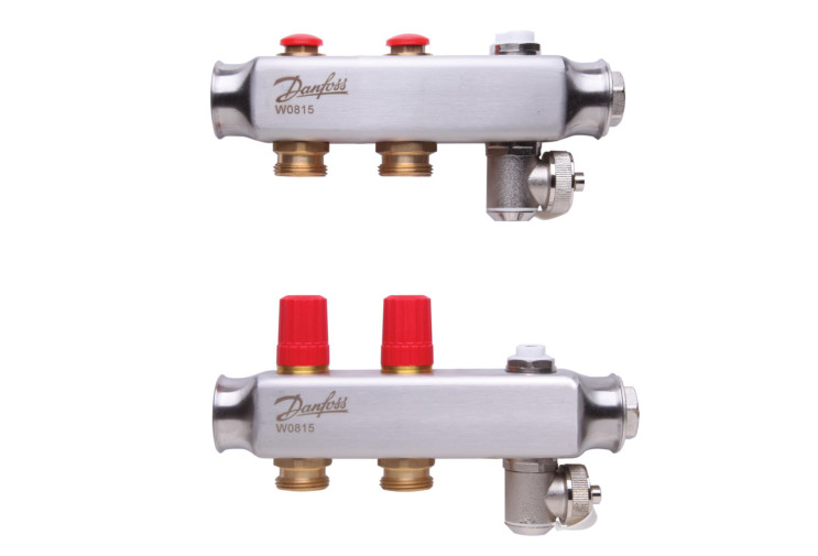 Коллектор 1"х2 выхода без расходомеров SSM-2 с термоклапанами 3/4" Danfoss 088U0802 088U0802