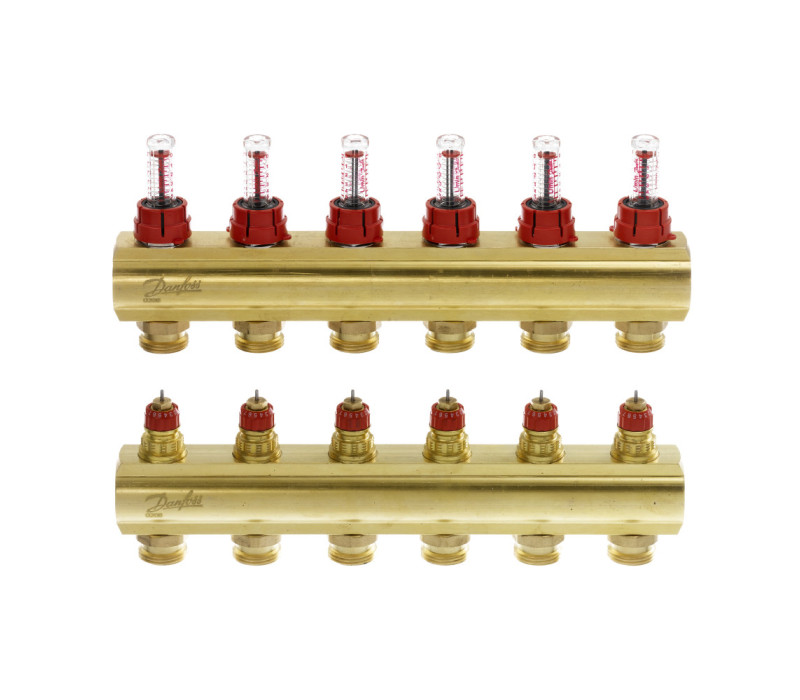 Колектор 1"х6 виходів з витратоміром FHF - 6f 3/4" Danfoss 088U0526