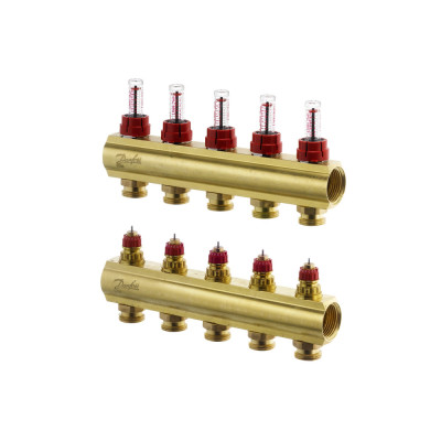 Колектор 1"х5 виходів з витратоміром FHF-5F 3/4" Danfoss 088U0525