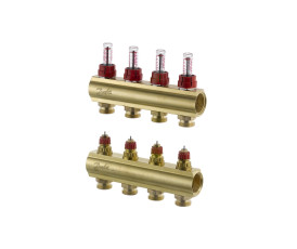 Колектор 1"х4 виходи з витратоміром FHF-4F 3/4" Danfoss 088U0524