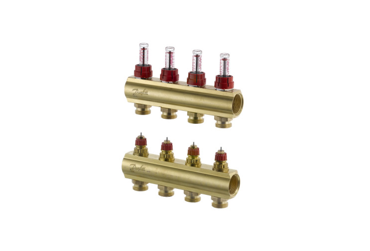 Колектор 1"х4 виходи з витратоміром FHF-4F 3/4" Danfoss 088U0524 088U0524