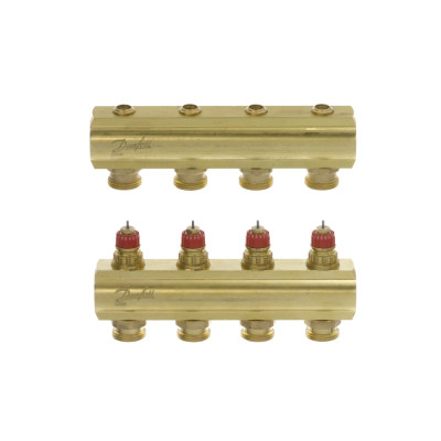 Колектор 1"х4 виходи без витратомірів FHF-4 3/4" Danfoss 088U0504