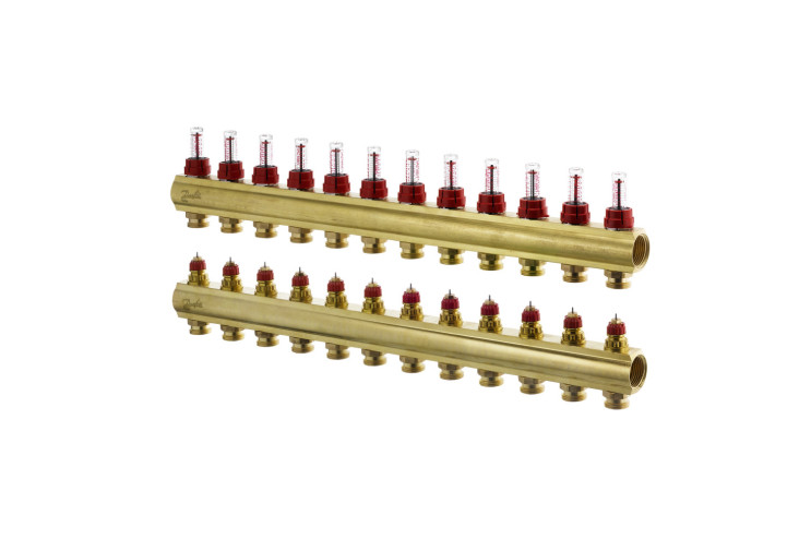 Колектор 1"х12 виходів з витратоміром FHF-12F 3/4" Danfoss 088U0532 088U0532