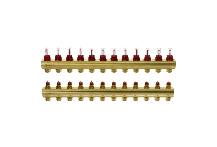 Колектор 1"х12 виходів з витратоміром FHF-12F 3/4" Danfoss 088U0532 088U0532