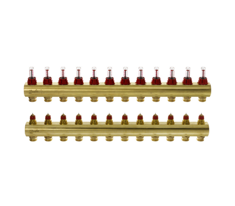 Коллектор 1"х12 выходов с расходомером FHF-12F 3/4" Danfoss 088U0532
