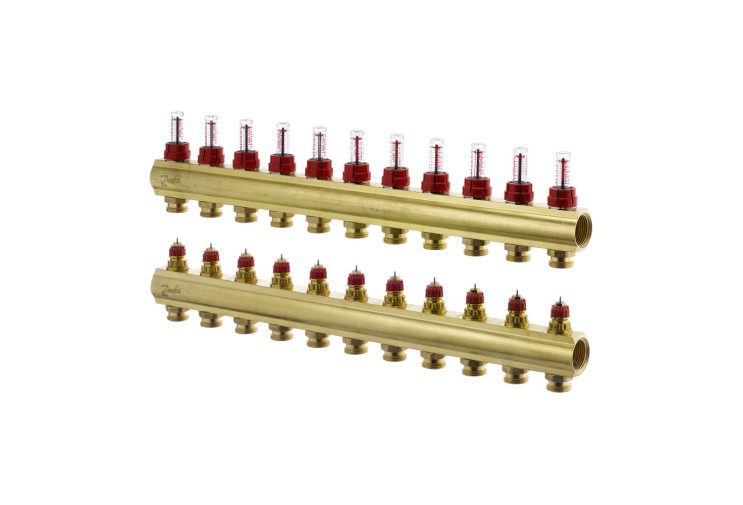 Колектор 1"х11 виходів з витратоміром FHF-11F 3/4" Danfoss 088U0531 088U0531