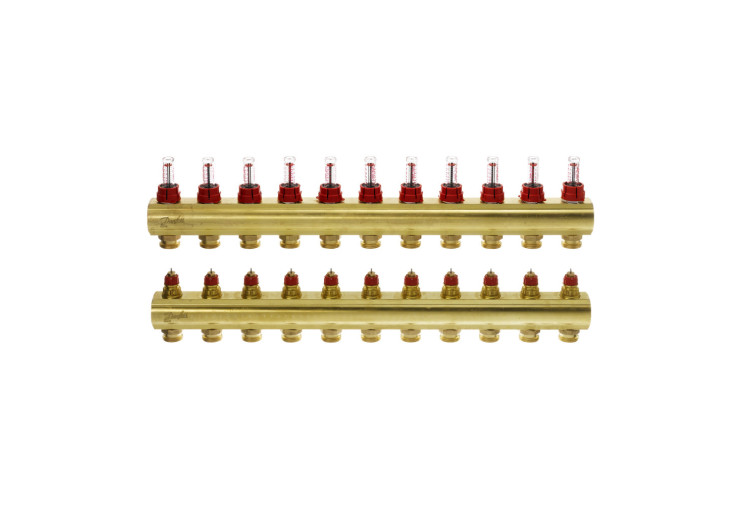 Колектор 1"х11 виходів з витратоміром FHF-11F 3/4" Danfoss 088U0531 088U0531