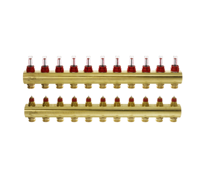 Колектор 1"х11 виходів з витратоміром FHF-11F 3/4" Danfoss 088U0531 Колектор 1"х11 виходів з витратоміром FHF-11F 3/4" Danfoss 088U0531