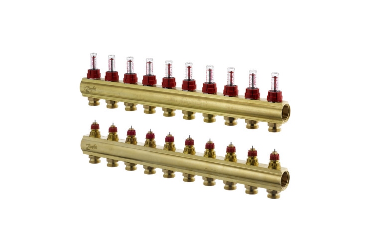 Колектор 1"х10 виходів з витратоміром FHF-10F 3/4" Danfoss 088U0530 088U0530