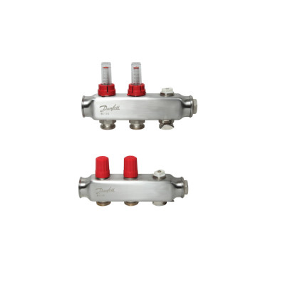 Колектор 1"х2 виходи з витратоміром SSM-2F 3/4" Danfoss 088U0752