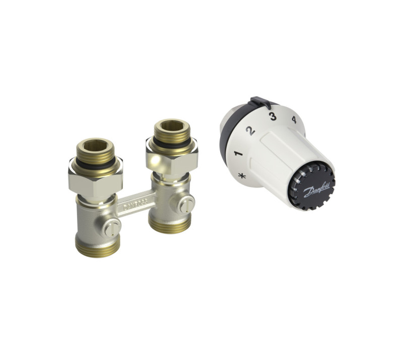 Комплект радиатора с нижним подключением прямой RAS-CK+RLV-KS 1/2" Danfoss 013G5275 Комплект радиатора с нижним подключением прямой RAS-CK+RLV-KS 1/2" Danfoss 013G5275