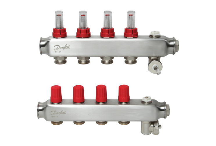 Колектор 1"х4 виходи з витратоміром SSM-4F 3/4" Danfoss 088U0754 088U0754
