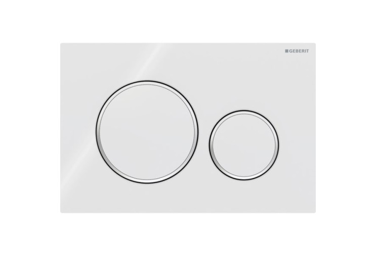 Змивна клавіша Geberit Sigma20 для подвійного змиву Round білий/глянсовий хром (115.882.KJ.1) 115.882.KJ.1