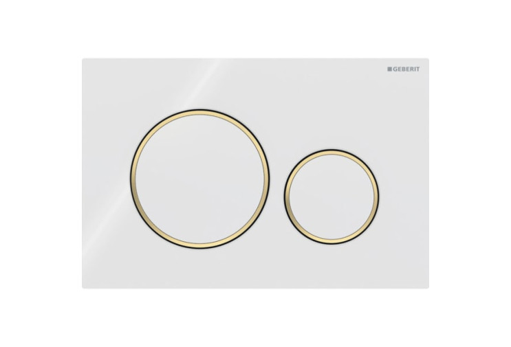 Змивна клавіша Geberit Sigma20 для подвійного змиву Round білий/позолота (115.882.KK.1) 115.882.KK.1