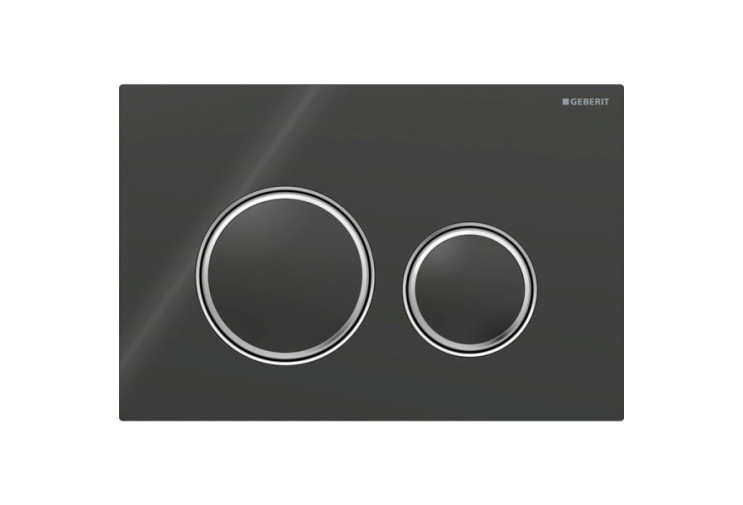 Змивна клавіша Geberit Sigma50 (ex Sigma21) для подвійного змиву Round чорний/хром (115.884.SJ.1) 115.884.SJ.1